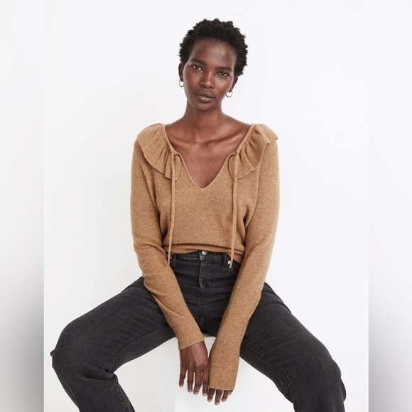 Madewell Sweaters - Madewell J Crew Tie Neck Ruffle Pullover Sweater